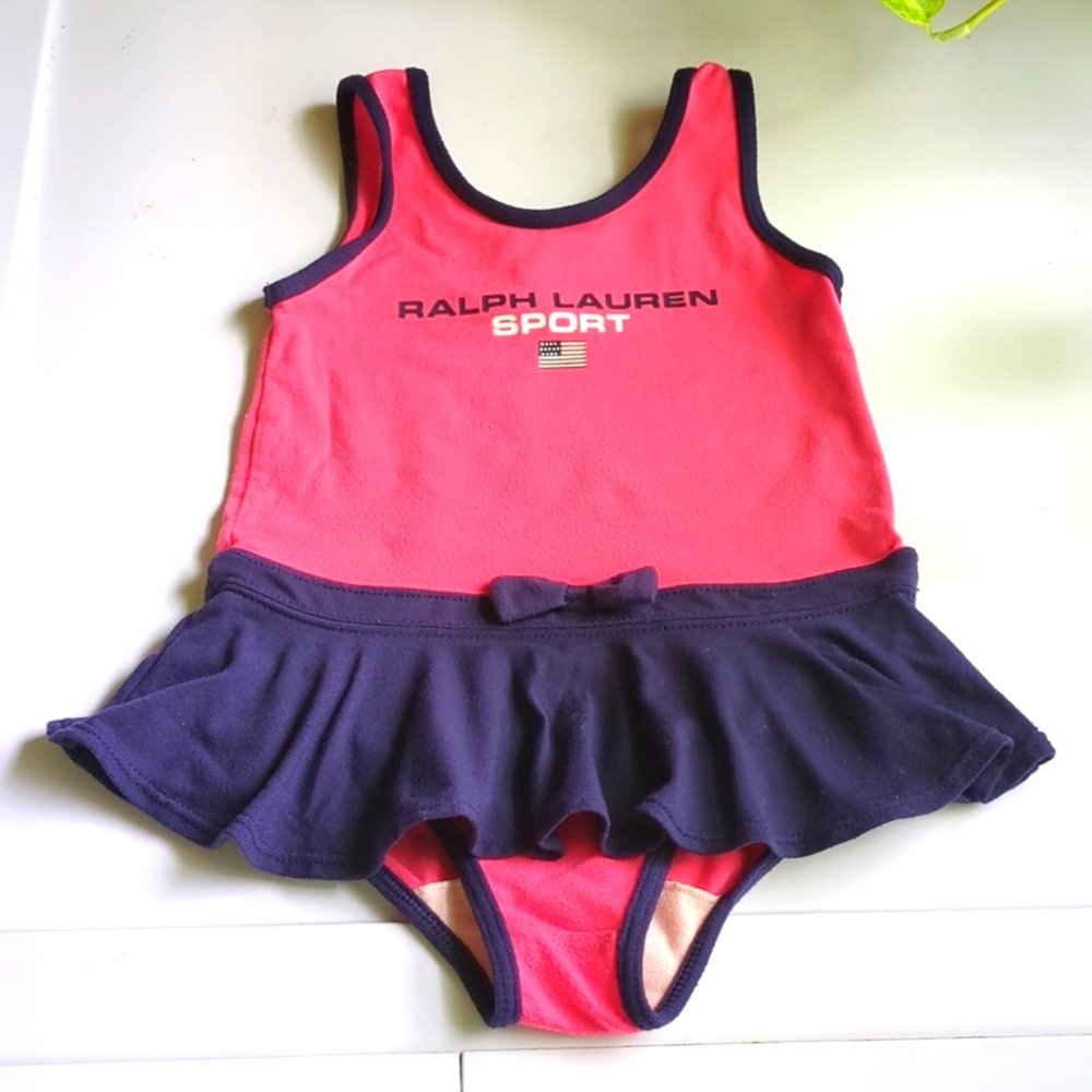 Ralph Lauren Pink and Blue One Piece Swimwear